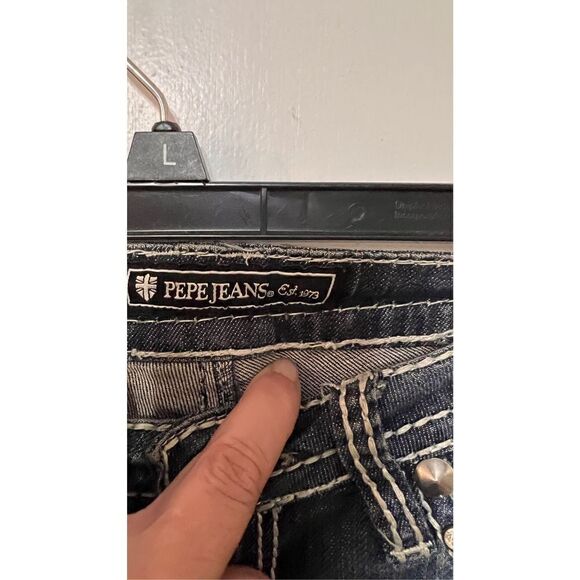Pepe Jeans Womens Distressed Rolled Cuff Skinny Denim Low Rise Dark Wash Size 26 - Picture 5 of 13